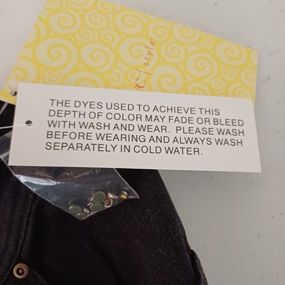 NWT Quacker Factory Jeans Elastic Waistband Large Black Patriotic Star A16585 - Picture 10 of 10